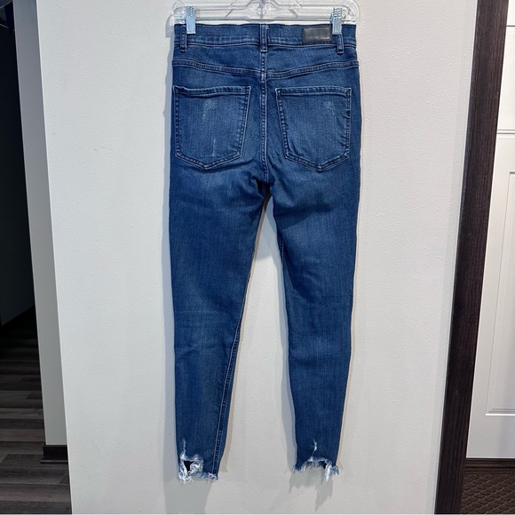 Express High Waisted Denim Perfect Stretch Ripped Ankle Skinny Jeans 4 Regular - Picture 6 of 16